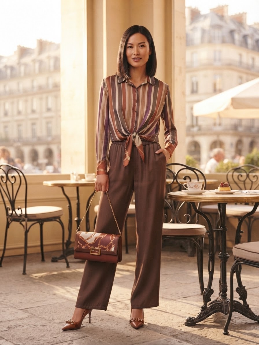 Completo riga pantalone e camicia