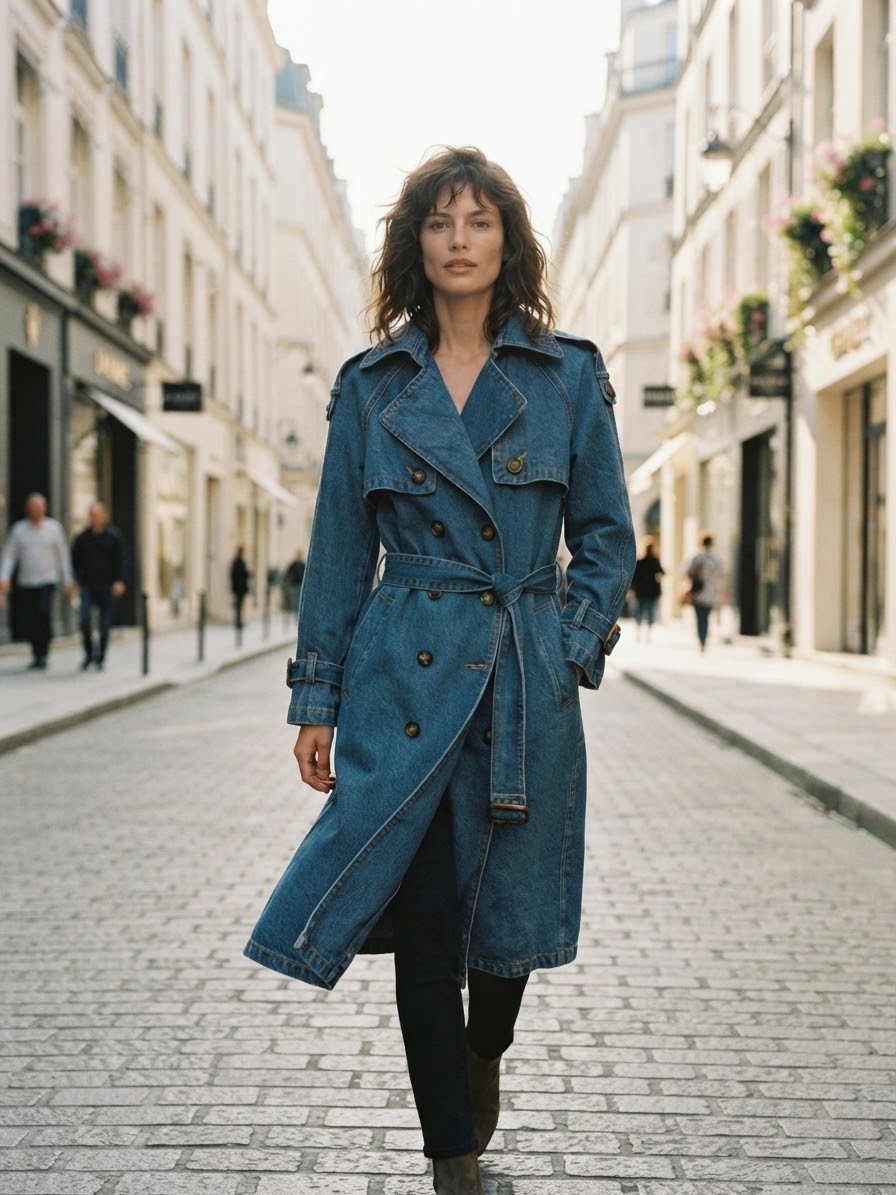 Trench in jeans