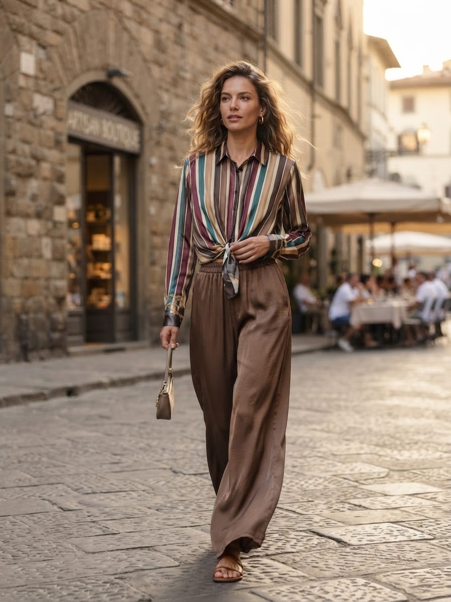 Completo riga pantalone e camicia