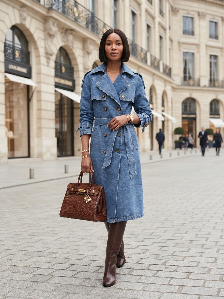 Trench in jeans