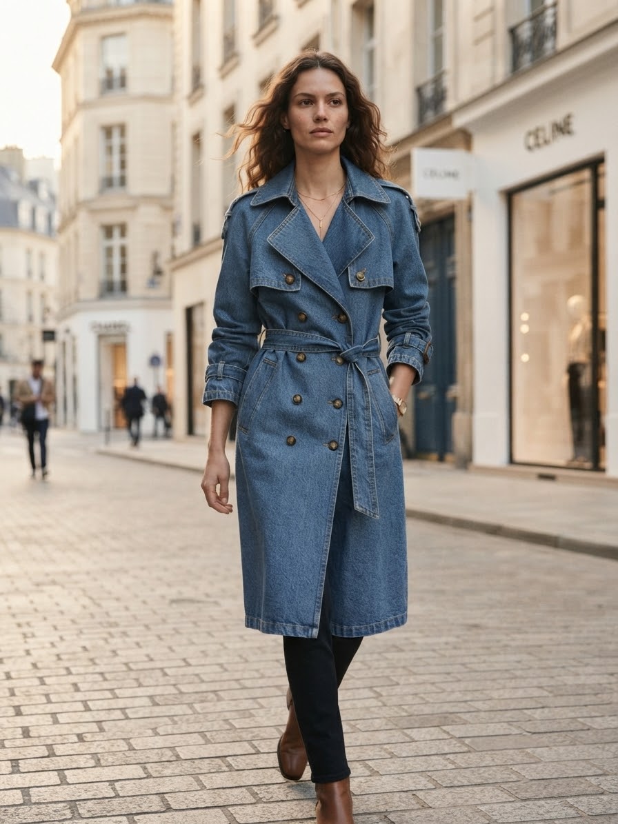 Trench in jeans